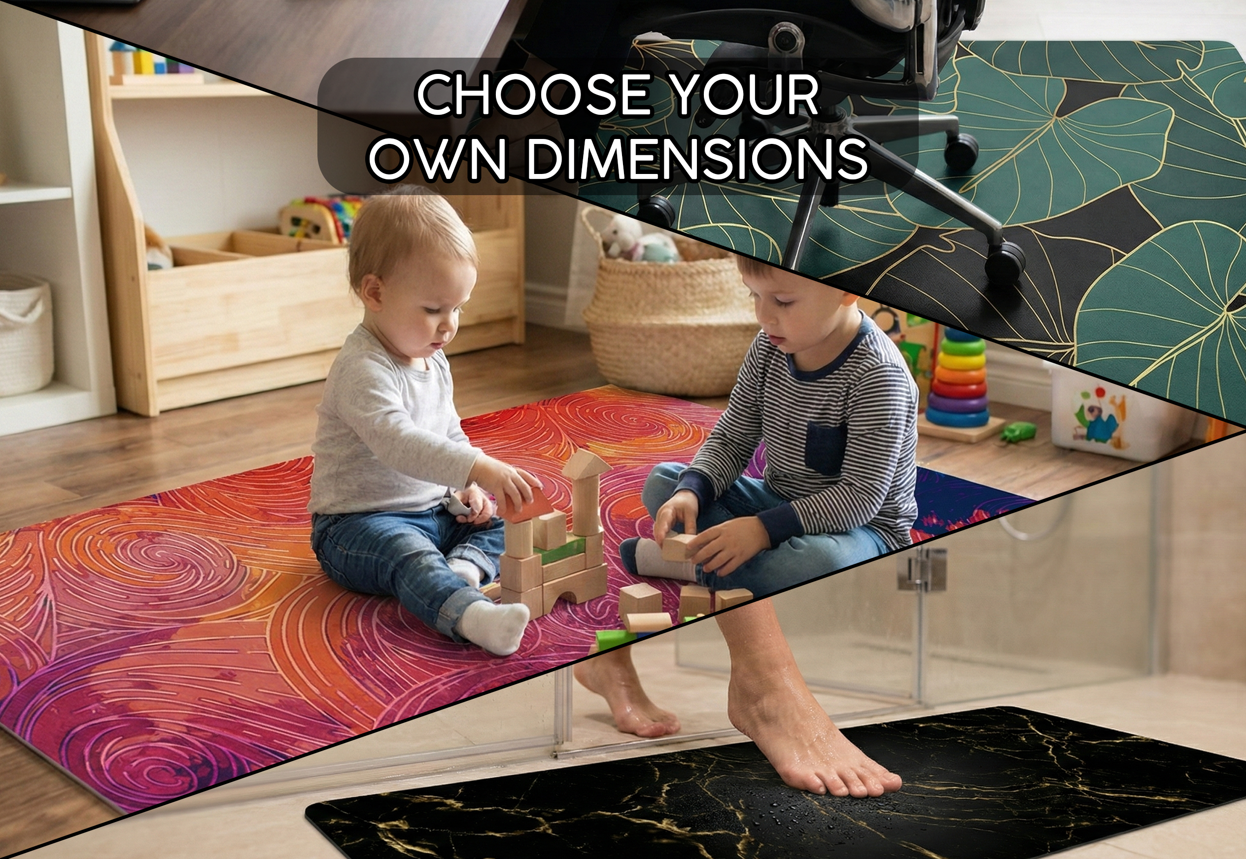 Precision Floor Mat - Innovative Custom PVC Mat for Home, Kitchen & Playrooms – Water Resistant, Stain-Proof & Kids-Safe - Vibrant Designs with Adjustable Sizes from 20x20 cm up to 200x300 cm : Coloured circles