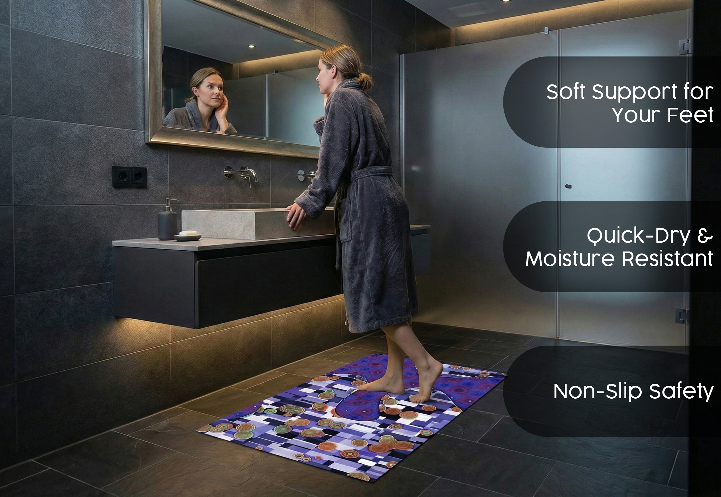 Precision Floor Mat - Innovative Custom PVC Mat for Home, Kitchen & Playrooms – Water Resistant, Stain-Proof & Kids-Safe - Vibrant Designs with Adjustable Sizes from 20x20 cm up to 200x300 cm : Coloured circles