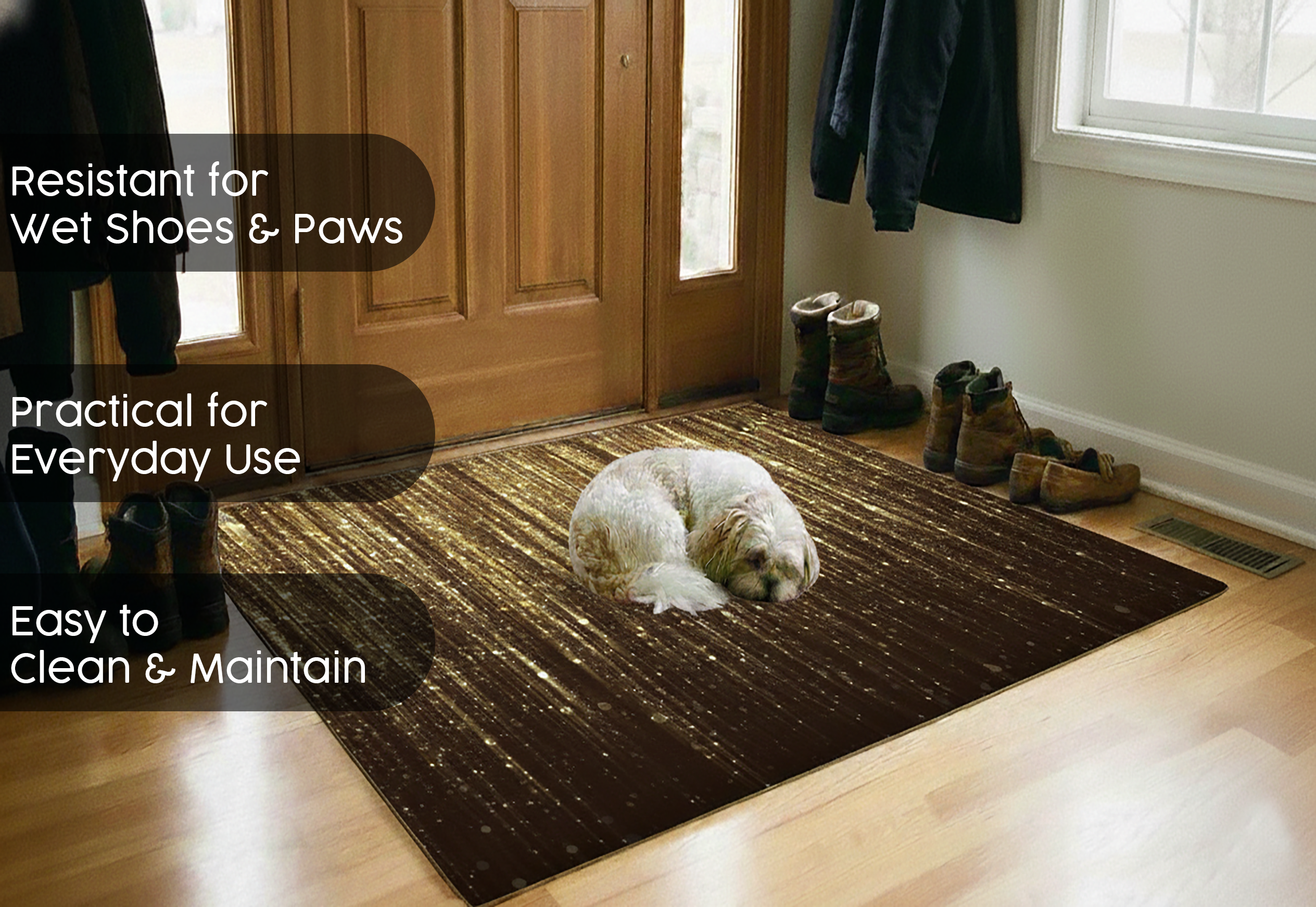 Precision Floor Mat - Innovative Custom PVC Mat for Home, Kitchen & Playrooms – Water Resistant, Stain-Proof & Kids-Safe - Vibrant Designs with Adjustable Sizes from 20x20 cm up to 200x300 cm : Gold glitter