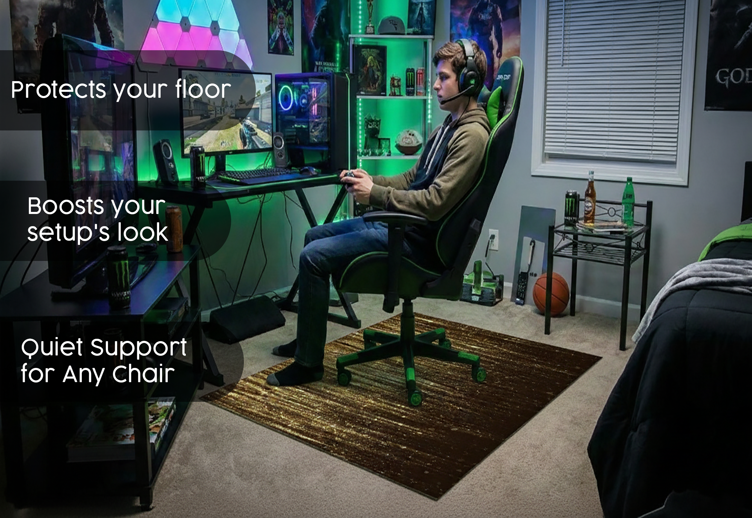 Precision Floor Mat - Innovative Custom PVC Mat for Home, Kitchen & Playrooms – Water Resistant, Stain-Proof & Kids-Safe - Vibrant Designs with Adjustable Sizes from 20x20 cm up to 200x300 cm : Gold glitter