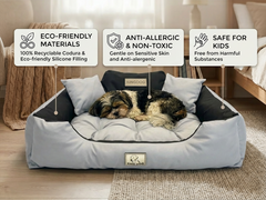 Light Grey Waterproof Dog Bed - Handmade Codura Fabric Cushion | Concept Crystal