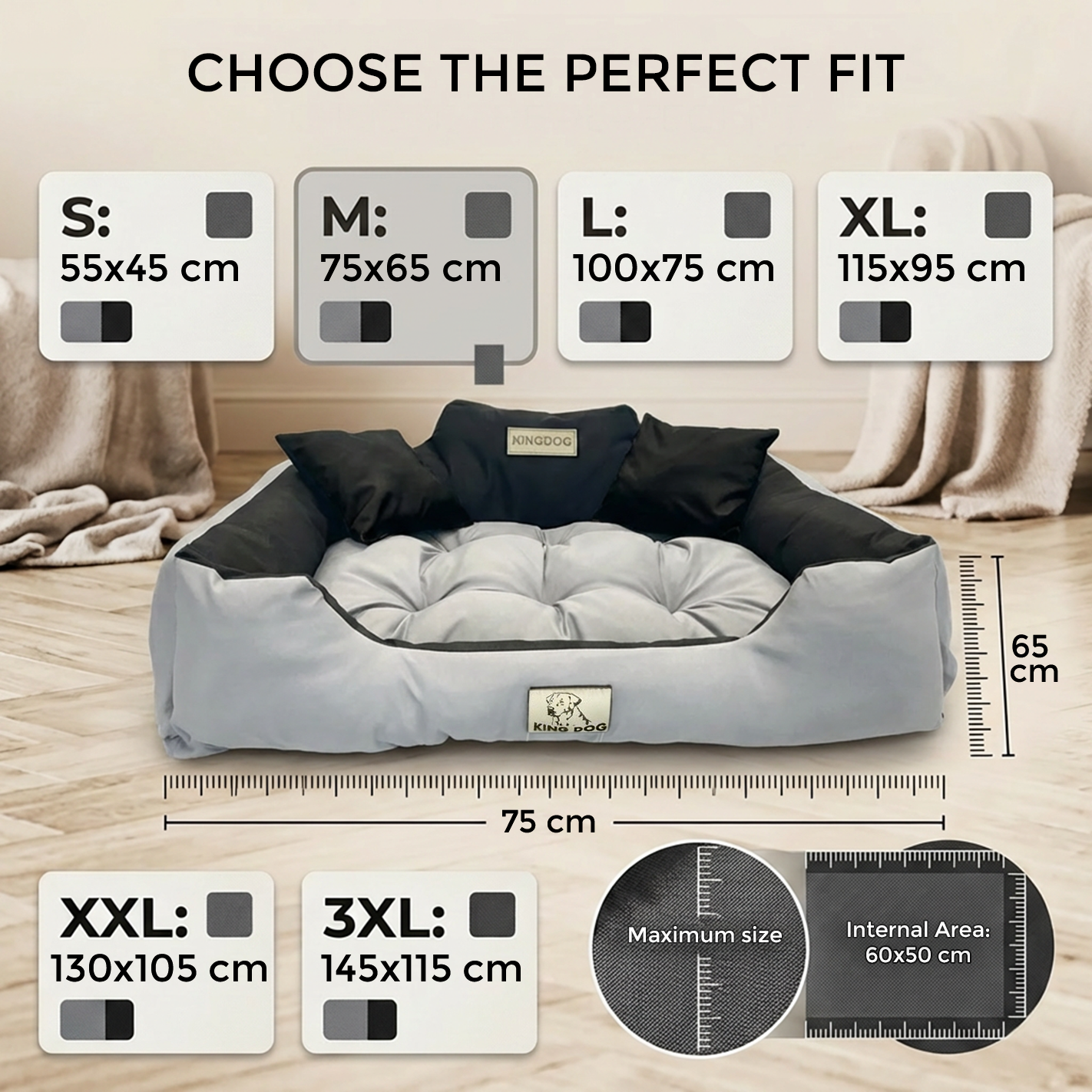 Light Grey Waterproof Dog Bed - Handmade Codura Fabric Cushion | Concept Crystal