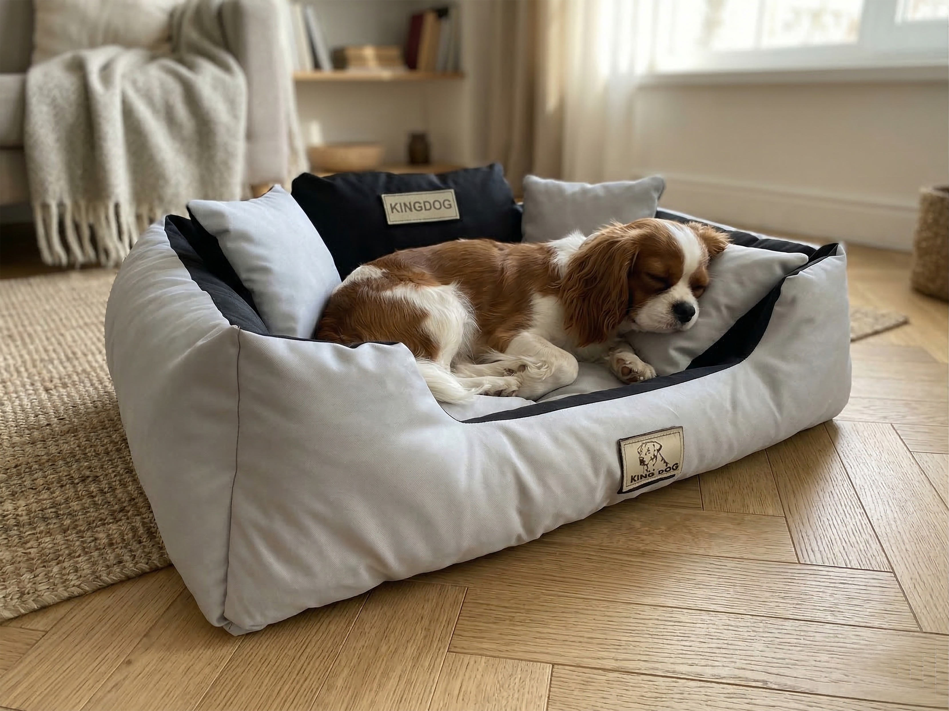 Light Grey Waterproof Dog Bed - Handmade Codura Fabric Cushion | Concept Crystal