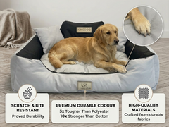 Light Grey Waterproof Dog Bed - Handmade Codura Fabric Cushion | Concept Crystal
