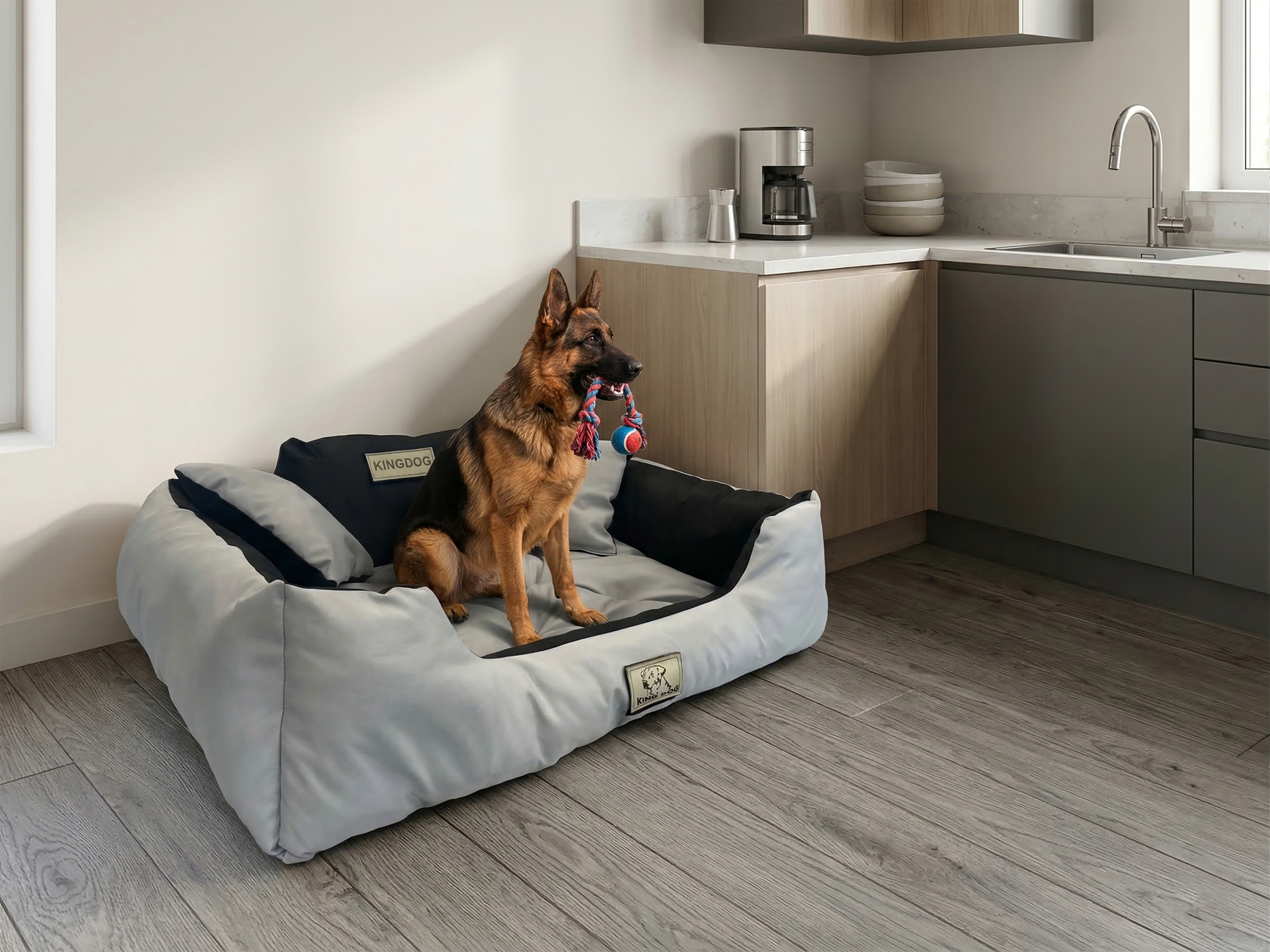 Light Grey Waterproof Dog Bed - Handmade Codura Fabric Cushion | Concept Crystal