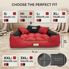 Red Premium Waterproof Bed - Plush Silicone Fill - Handmade in EU | Concept Crystal