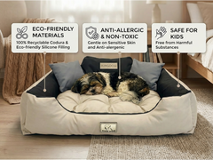 Beige Waterproof Dog Bed - Durable Codura Fabric & Silicone Fill | Concept Crystal