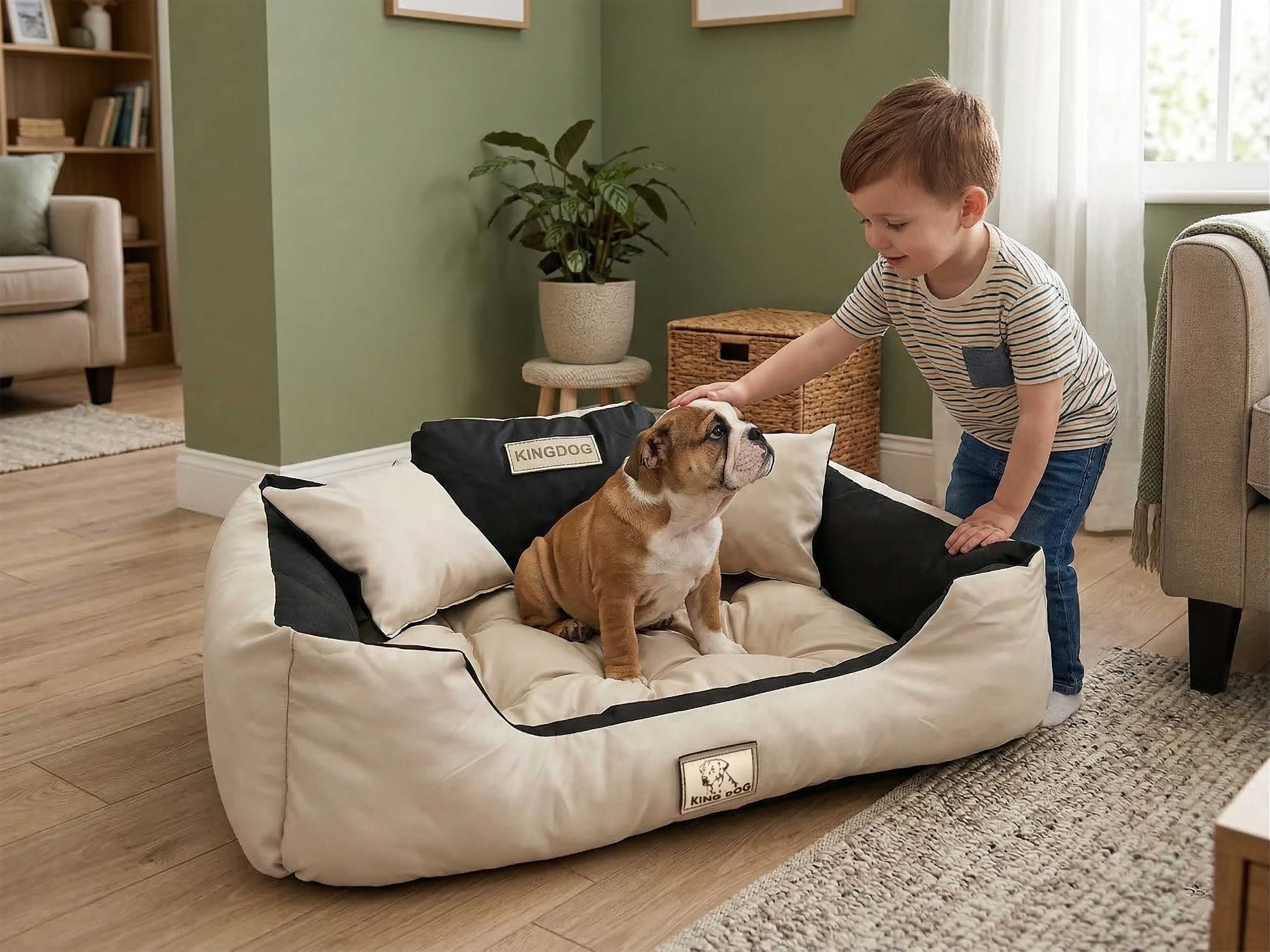 Beige Waterproof Dog Bed - Durable Codura Fabric & Silicone Fill | Concept Crystal