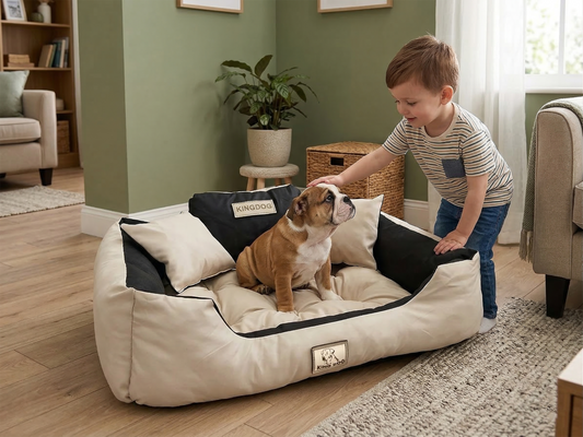 Beige Waterproof Dog Bed - Durable Codura Fabric & Silicone Fill | Concept Crystal