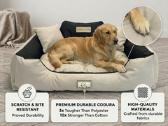 Beige Waterproof Dog Bed - Durable Codura Fabric & Silicone Fill | Concept Crystal