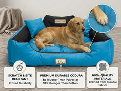 Blue Durable Dog Bed - Waterproof & Easy Wash Codura - Handmade | Concept Crystal