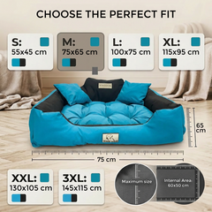 Blue Durable Dog Bed - Waterproof & Easy Wash Codura - Handmade | Concept Crystal