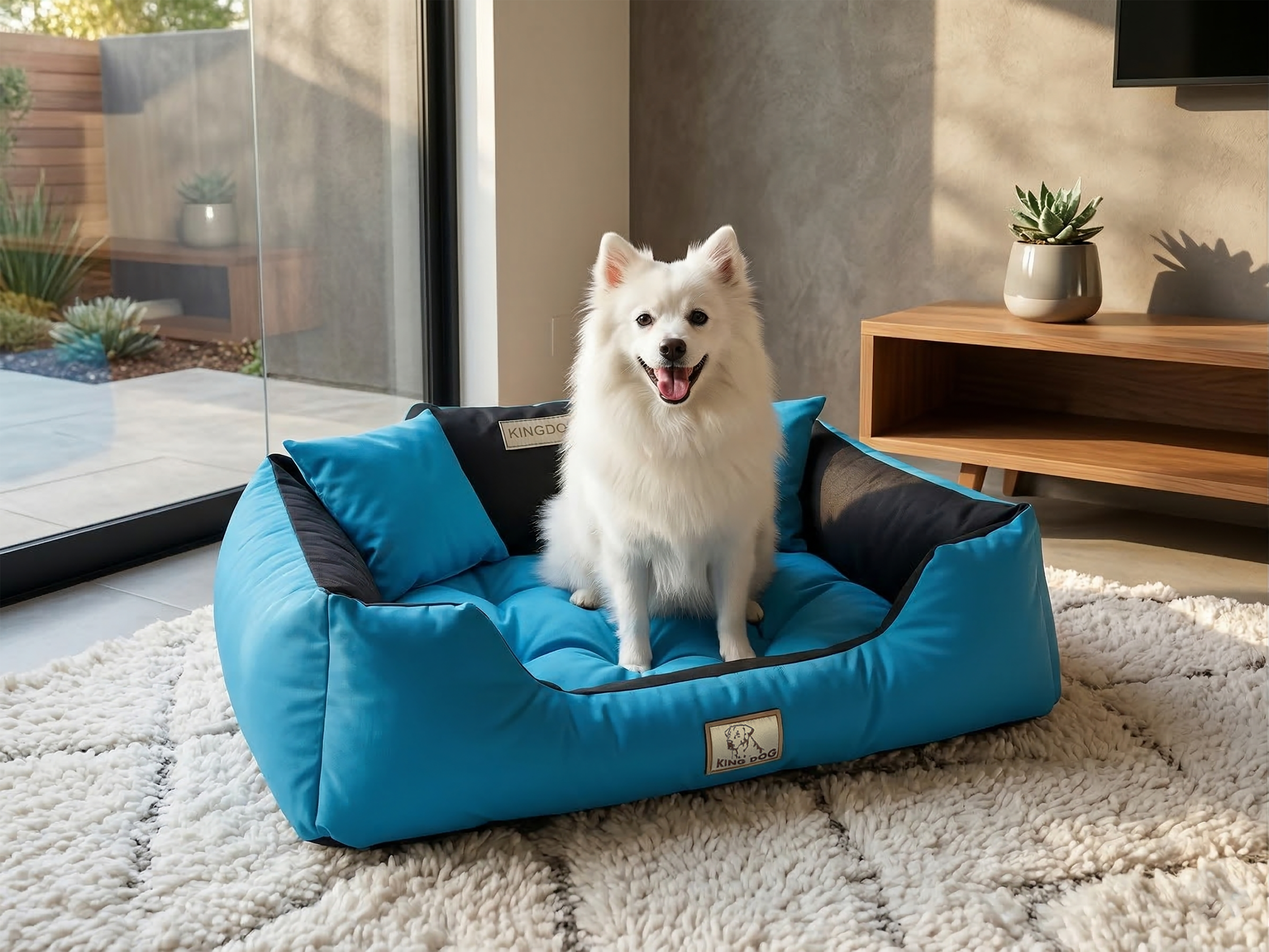 Blue Durable Dog Bed - Waterproof & Easy Wash Codura - Handmade | Concept Crystal