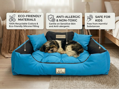 Blue Durable Dog Bed - Waterproof & Easy Wash Codura - Handmade | Concept Crystal