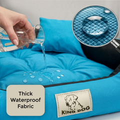 Blue Durable Dog Bed - Waterproof & Easy Wash Codura - Handmade | Concept Crystal