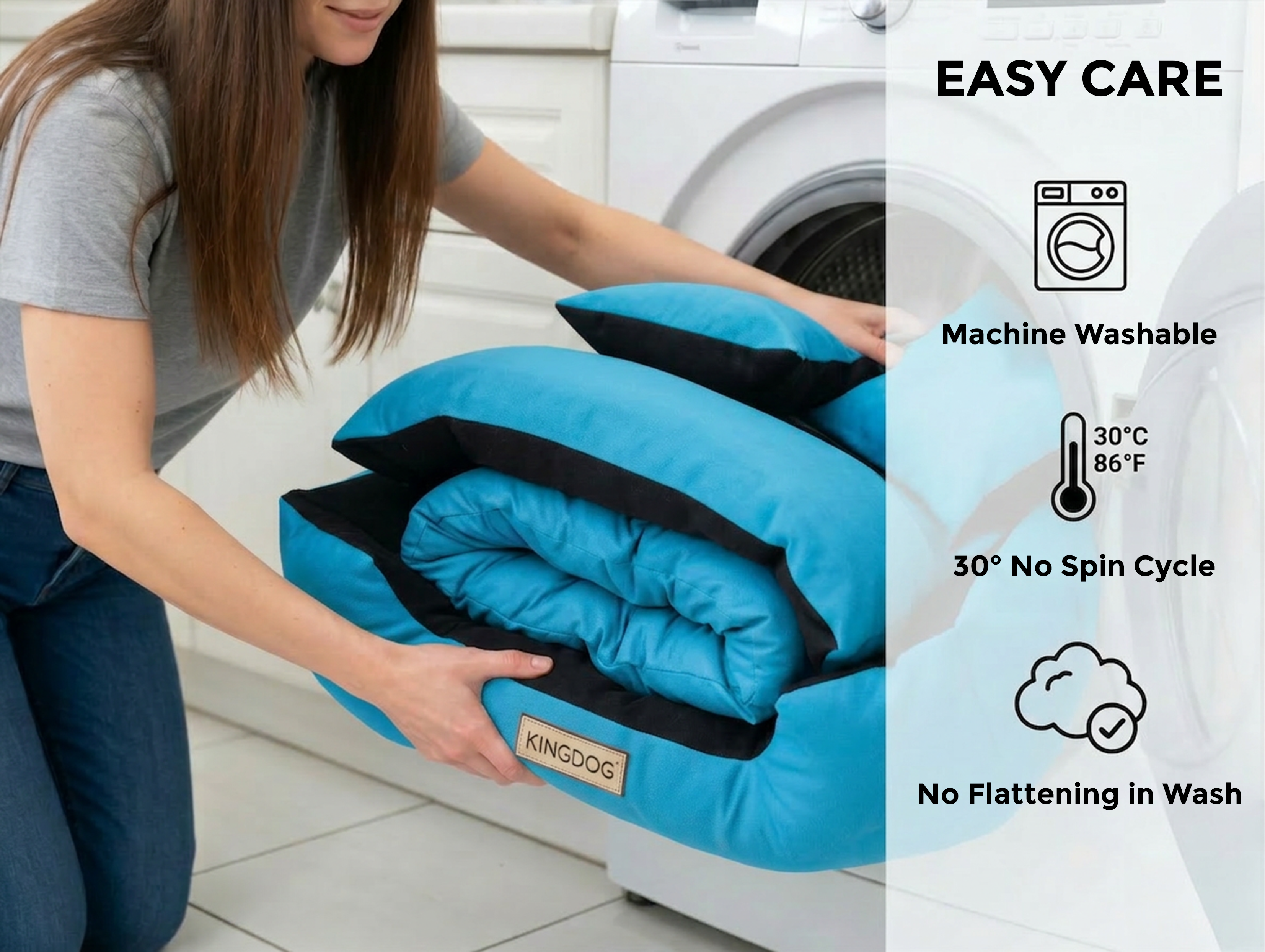 Blue Durable Dog Bed - Waterproof & Easy Wash Codura - Handmade | Concept Crystal