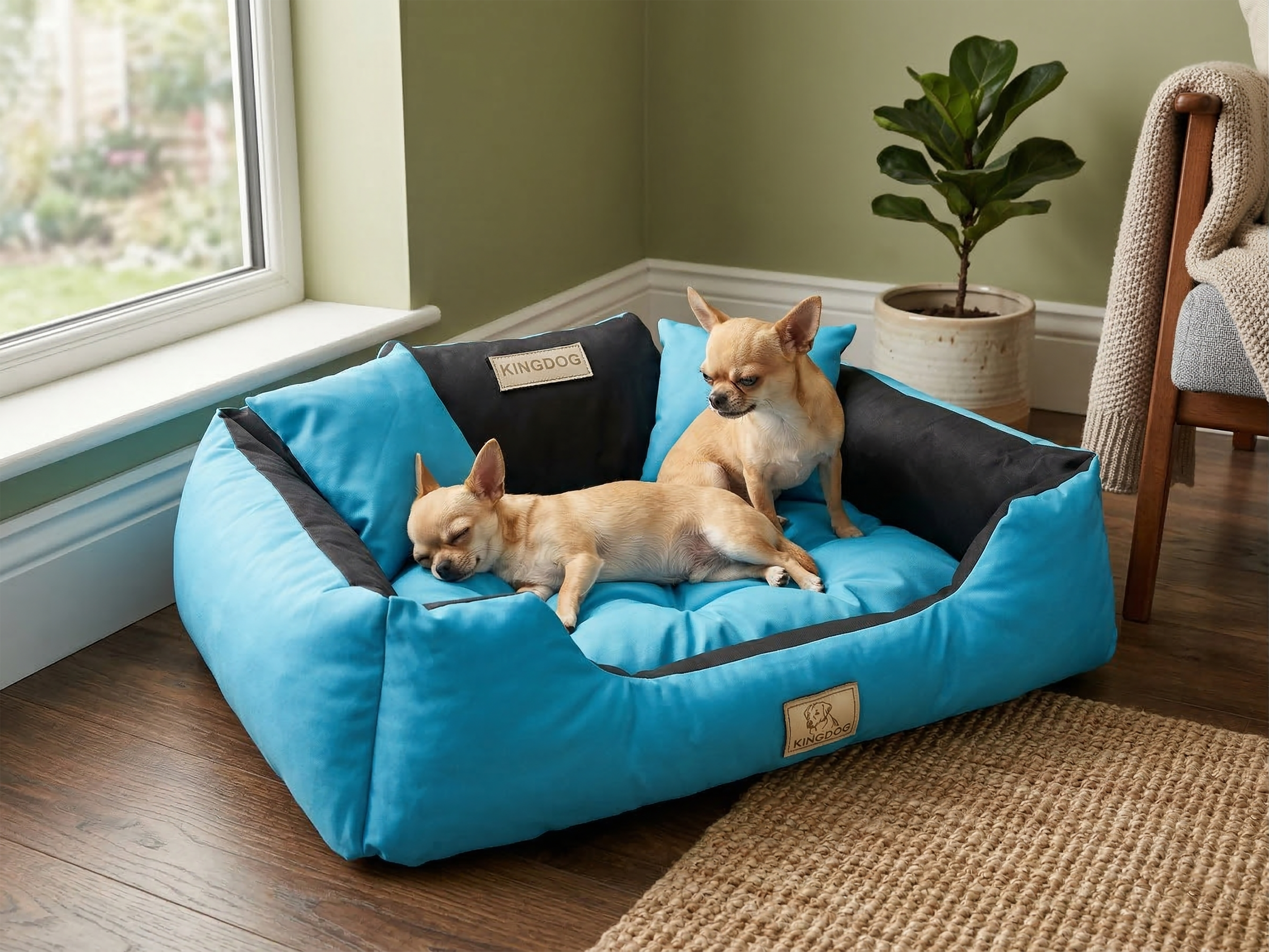 Blue Durable Dog Bed - Waterproof & Easy Wash Codura - Handmade | Concept Crystal