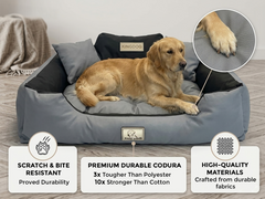 Dark Grey Scratch-Resistant Dog Bed - Washable & Waterproof Codura | Concept Crystal