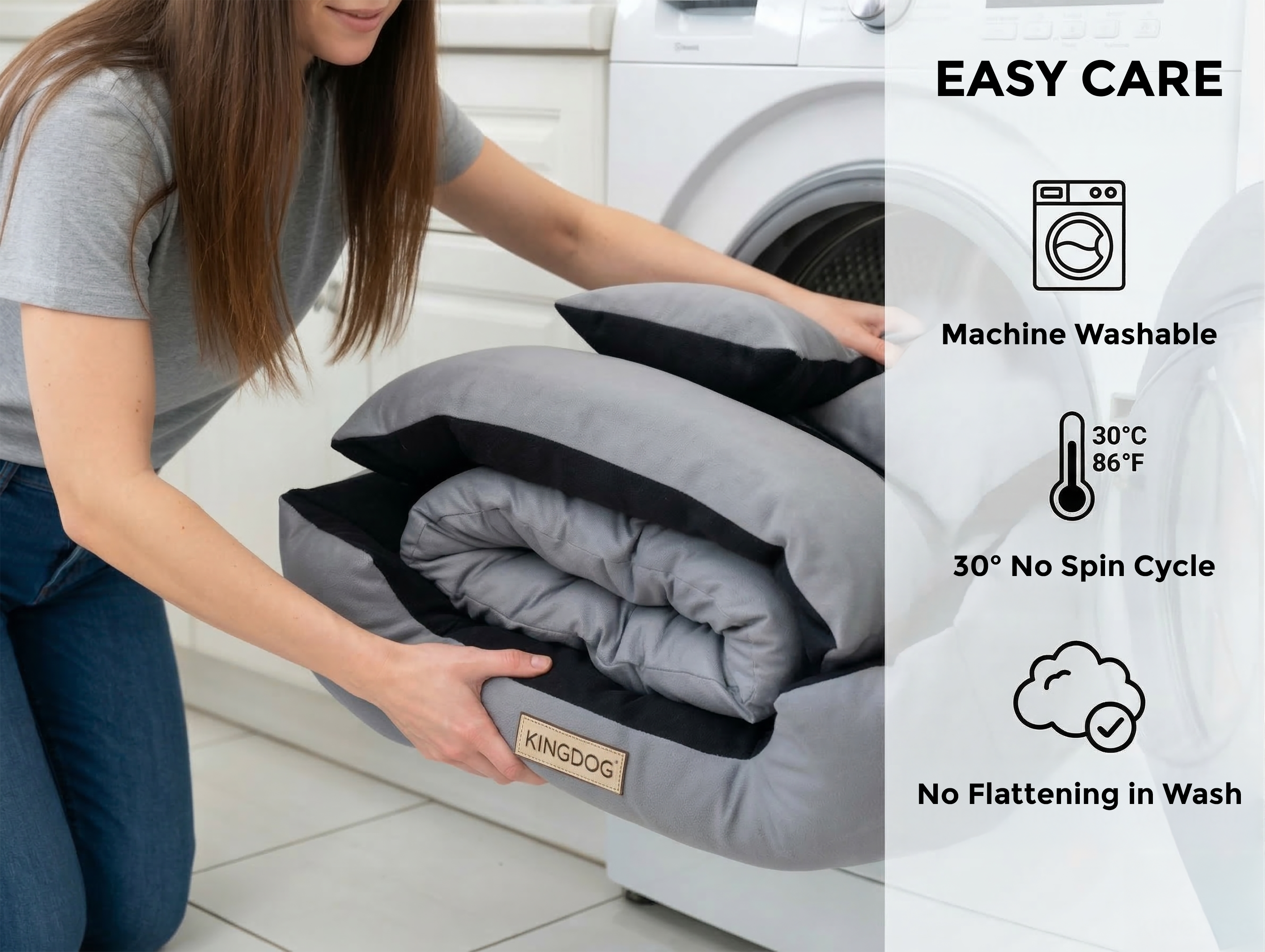 Dark Grey Scratch-Resistant Dog Bed - Washable & Waterproof Codura | Concept Crystal
