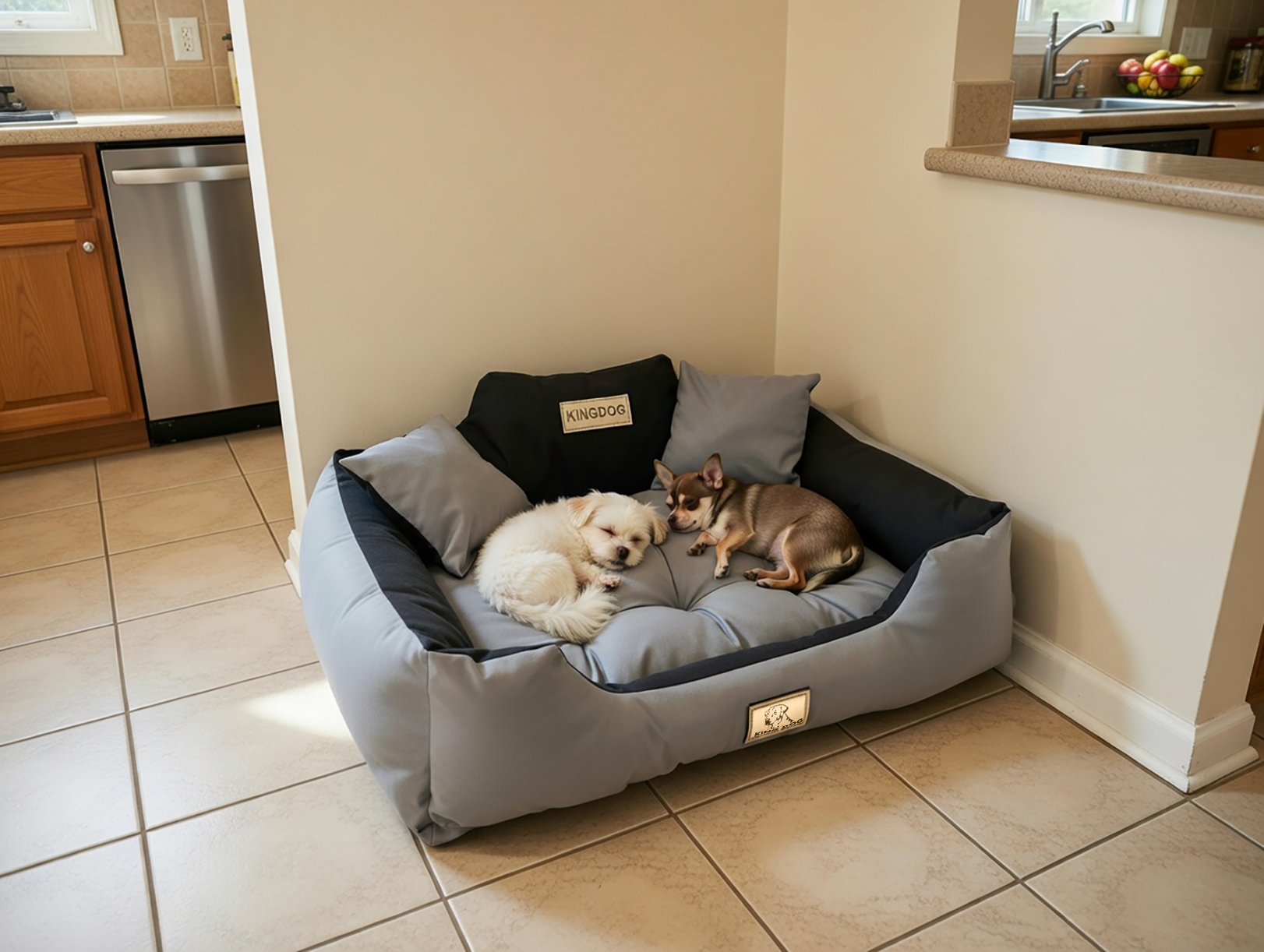 Dark Grey Scratch-Resistant Dog Bed - Washable & Waterproof Codura | Concept Crystal