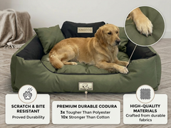 Green Odor-Resistant Dog Bed - Waterproof & Anti-Allergic Codura | Concept Crystal