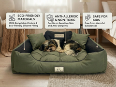 Green Odor-Resistant Dog Bed - Waterproof & Anti-Allergic Codura | Concept Crystal