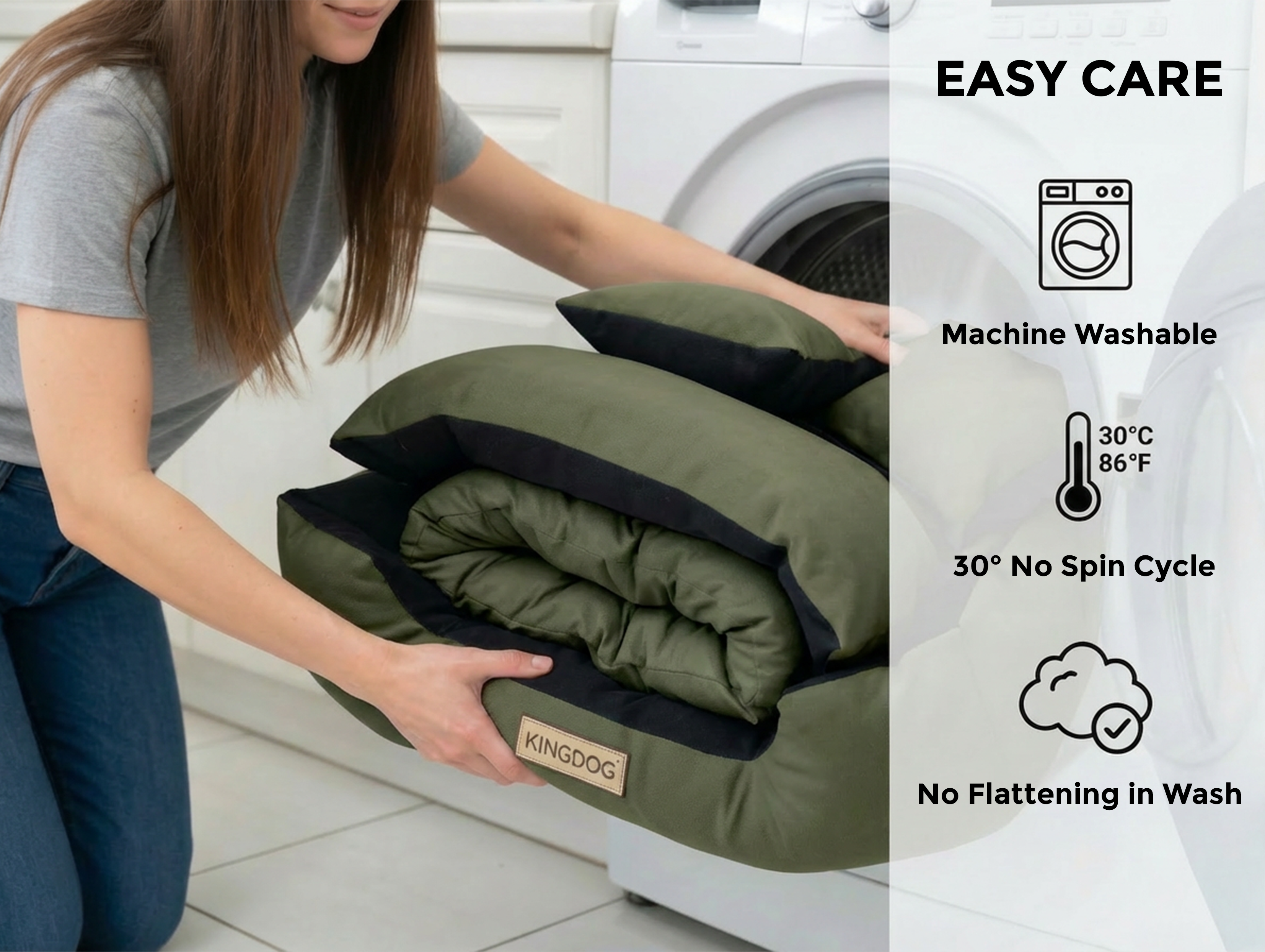 Green Odor-Resistant Dog Bed - Waterproof & Anti-Allergic Codura | Concept Crystal