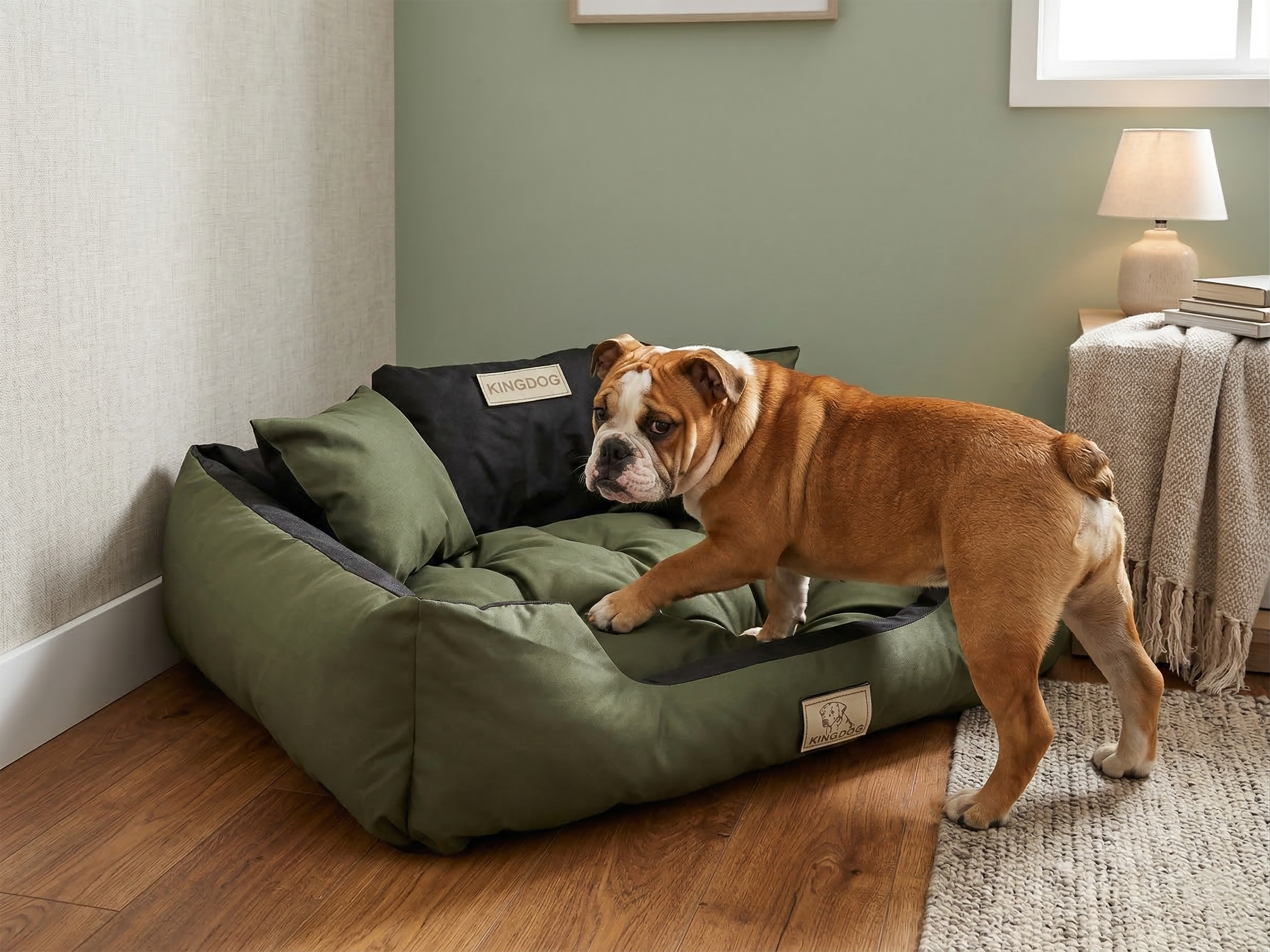 Green Odor-Resistant Dog Bed - Waterproof & Anti-Allergic Codura | Concept Crystal