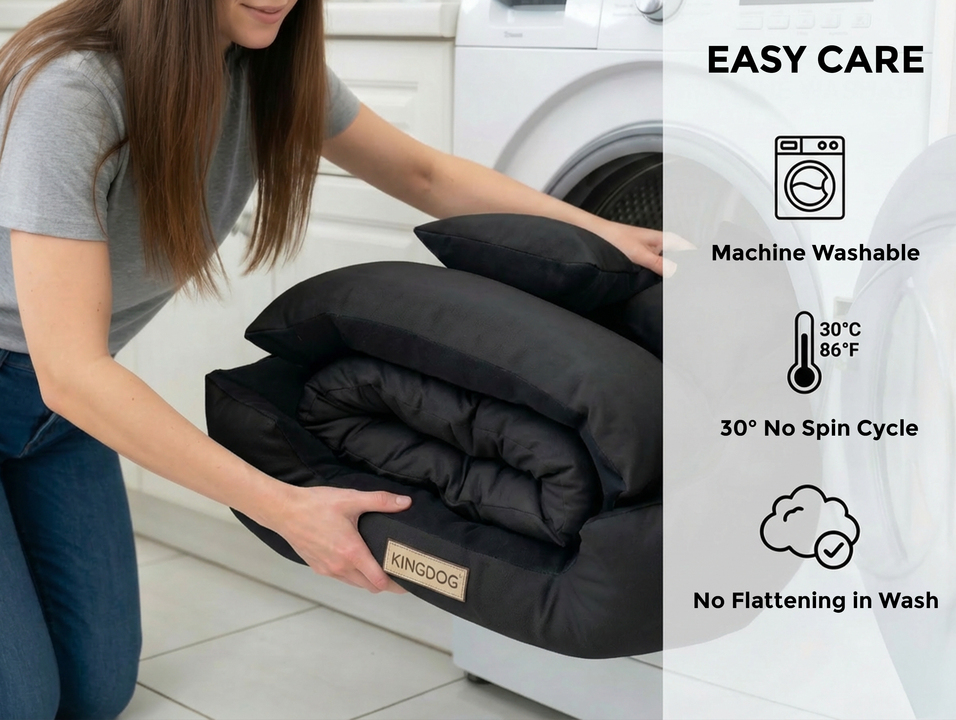 Black Hypoallergenic Dog Bed - Waterproof & Anti-Allergic Codura | Concept Crystal