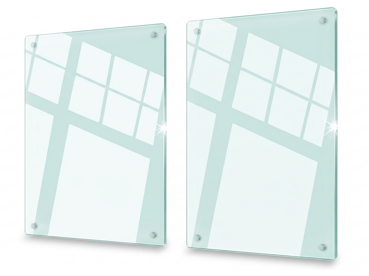 Concept Crystal XXL Glass Chopping Board (80x52cm / 2x 40x52), Giant Transparent Tempered Glass Worktop Saver, Clear Kitchen Countertop Surface Protector