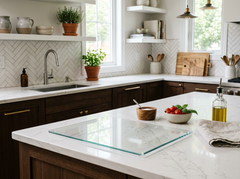 Concept Crystal Extra Large Glass Cutting Board (60x52 / 2x 30x52cm) Clear Tempered Glass Worktop Saver, Heavy Duty Transparent Kitchen Counter Protector