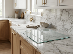 Concept Crystal XXL Glass Chopping Board (80x52cm / 2x 40x52), Giant Transparent Tempered Glass Worktop Saver, Clear Kitchen Countertop Surface Protector