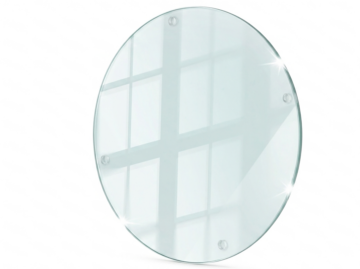 Concept Crystal Round Oval Glass Cutting Board (diameter 30/40cm), Transparent Tempered Glass Worktop Saver, Clear Kitchen Countertop Protector, Small Serving Board