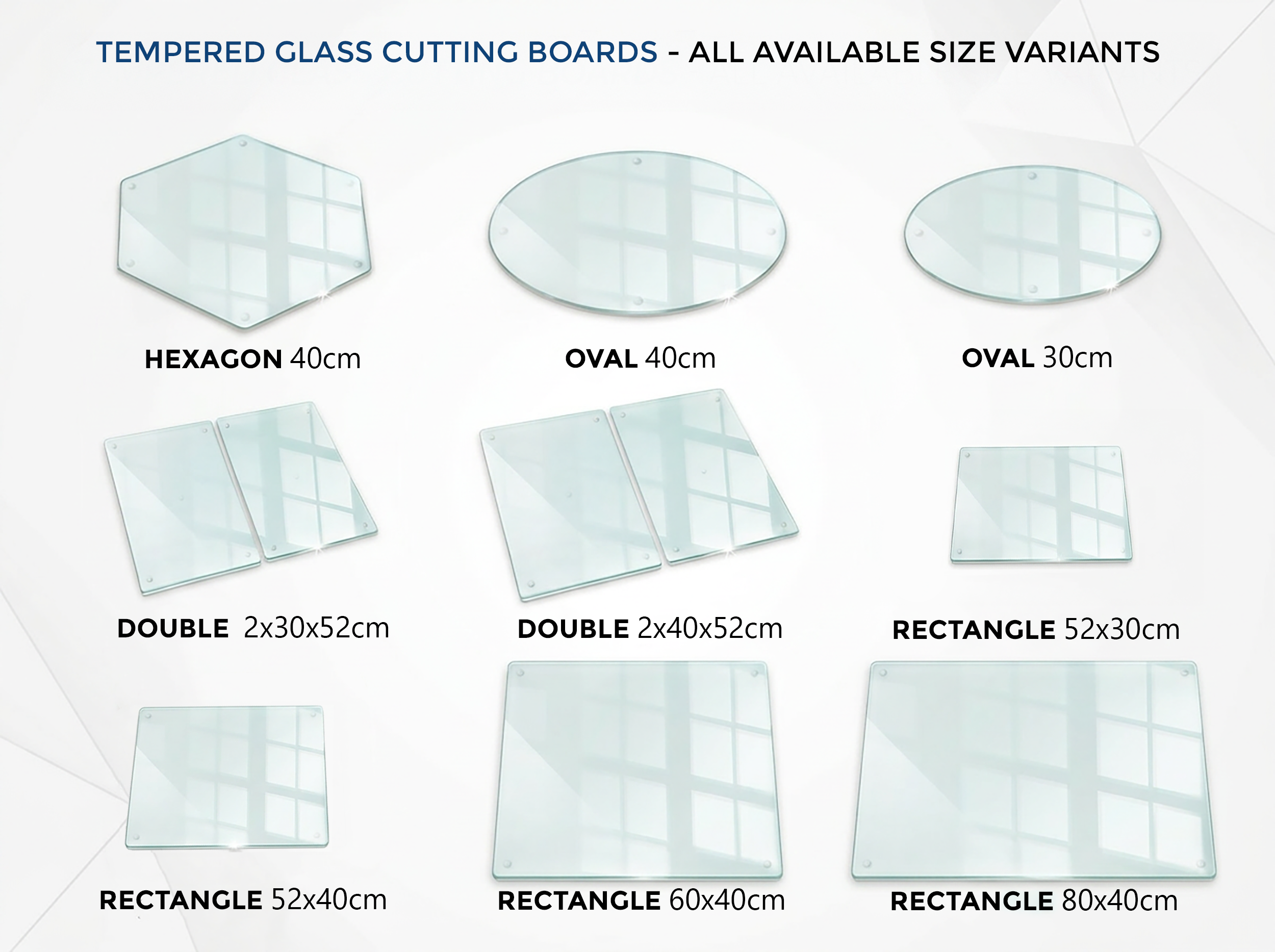 Concept Crystal Round Oval Glass Cutting Board (diameter 30/40cm), Transparent Tempered Glass Worktop Saver, Clear Kitchen Countertop Protector, Small Serving Board