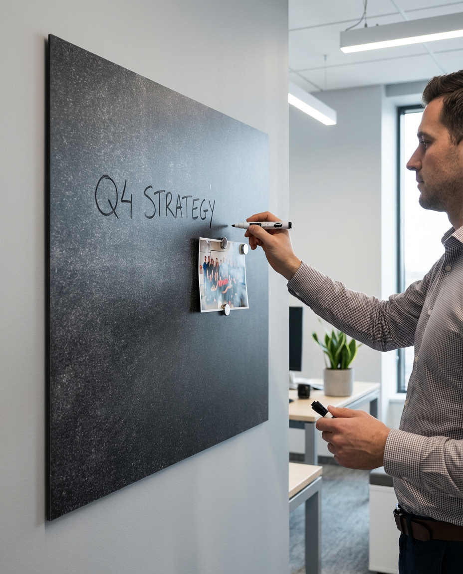 Magnetic Metal Board – Dry-Erase Wall Board & Strong Magnet Bulletin Board for Offices, Homes & Classrooms – Modern & Durable Wall Organizer : Dark granite