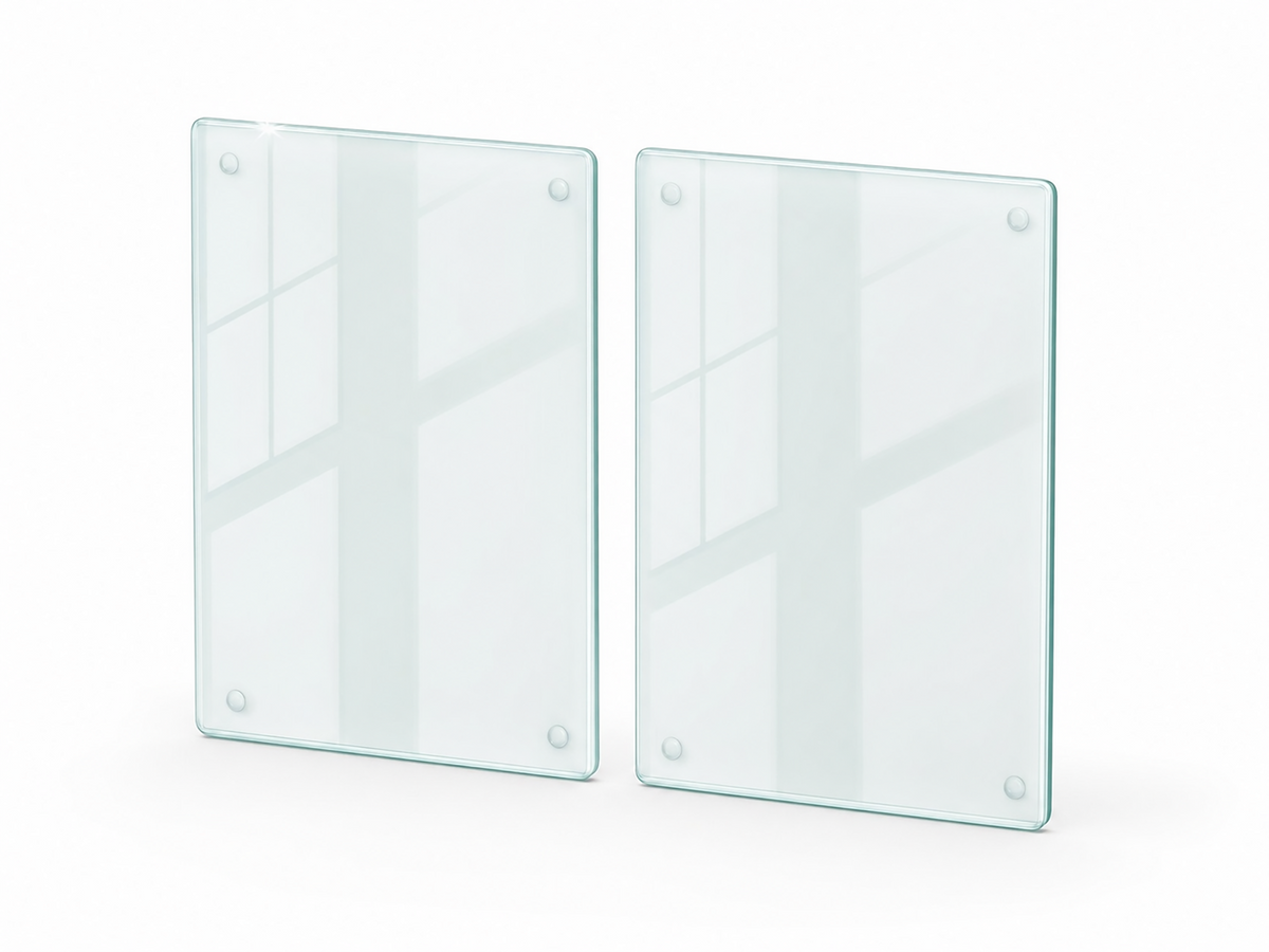 Concept Crystal Extra Large Glass Cutting Board (60x52 / 2x 30x52cm) Clear Tempered Glass Worktop Saver, Heavy Duty Transparent Kitchen Counter Protector
