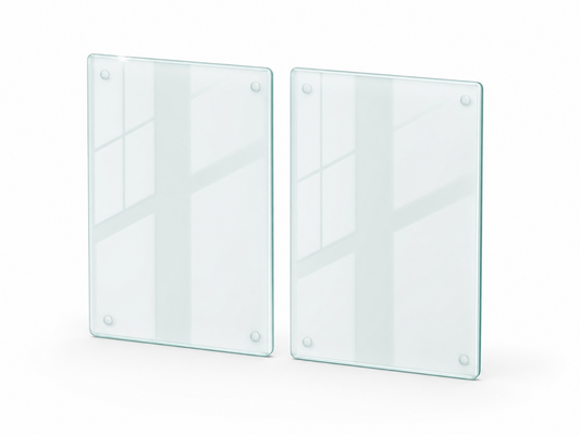 Concept Crystal Extra Large Glass Cutting Board (60x52 / 2x 30x52cm) Clear Tempered Glass Worktop Saver, Heavy Duty Transparent Kitchen Counter Protector
