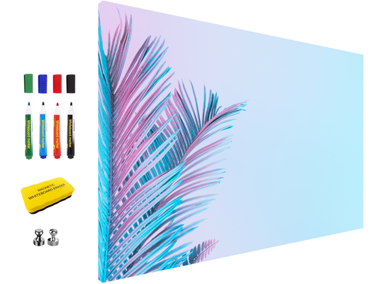 Magnetic Metal Board – Dry-Erase Wall Board & Strong Magnet Bulletin Board for Offices, Homes & Classrooms – Modern & Durable Wall Organizer : Tropical leaves