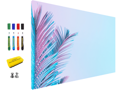 Magnetic Metal Board – Dry-Erase Wall Board & Strong Magnet Bulletin Board for Offices, Homes & Classrooms – Modern & Durable Wall Organizer : Tropical leaves