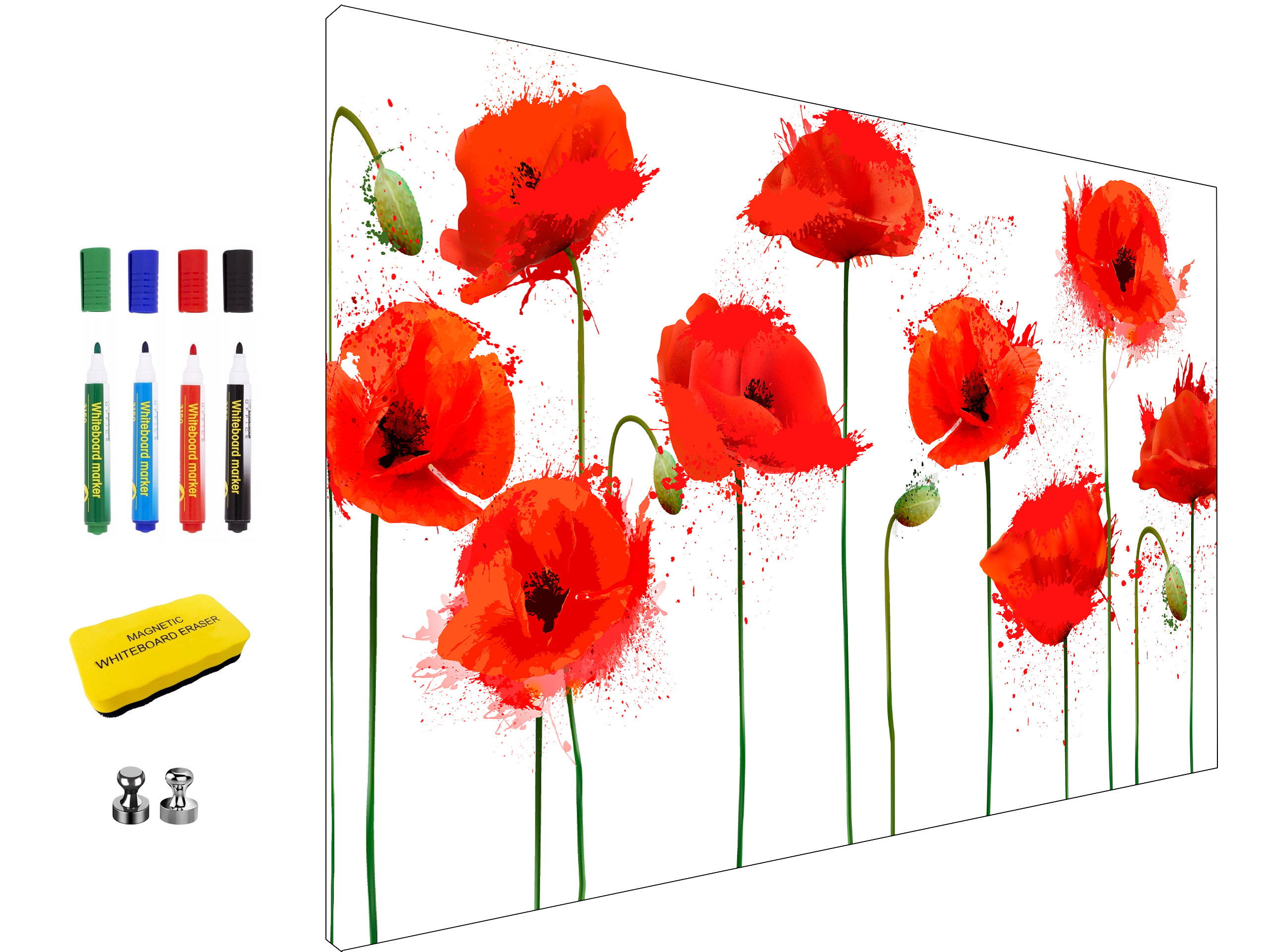 Magnetic Metal Board – Dry-Erase Wall Board & Strong Magnet Bulletin Board for Offices, Homes & Classrooms – Modern & Durable Wall Organizer : Poppy seed flowers