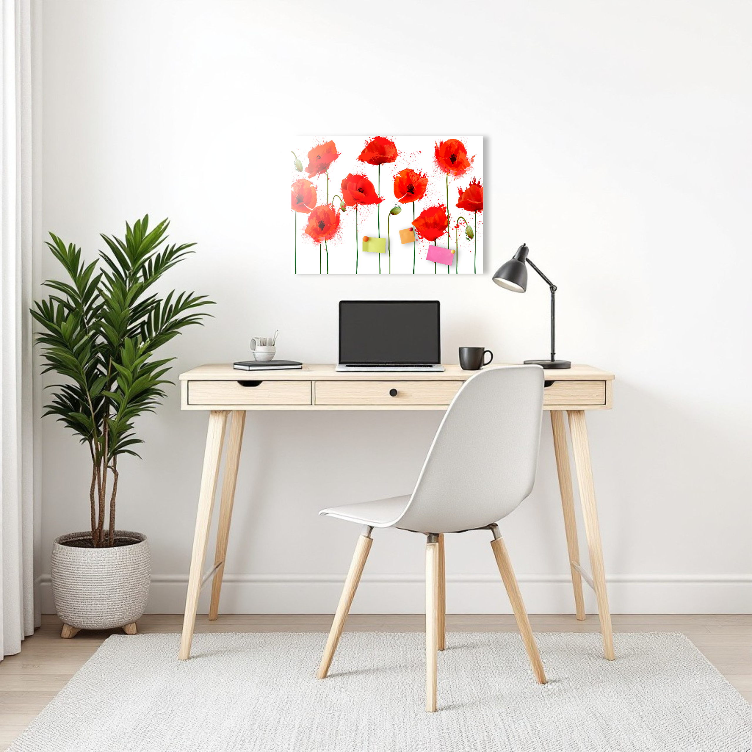 Magnetic Metal Board – Dry-Erase Wall Board & Strong Magnet Bulletin Board for Offices, Homes & Classrooms – Modern & Durable Wall Organizer : Poppy seed flowers