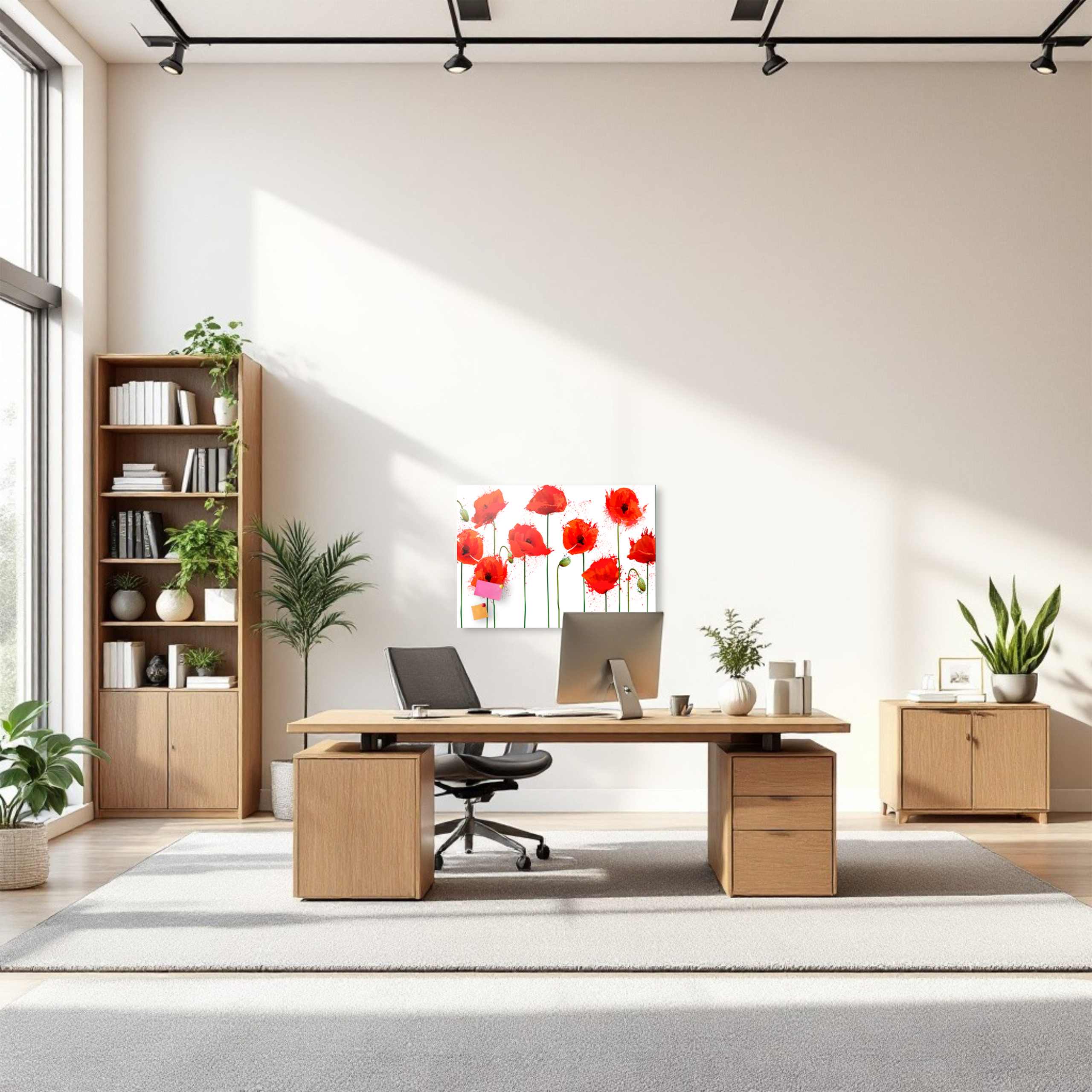 Magnetic Metal Board – Dry-Erase Wall Board & Strong Magnet Bulletin Board for Offices, Homes & Classrooms – Modern & Durable Wall Organizer : Poppy seed flowers