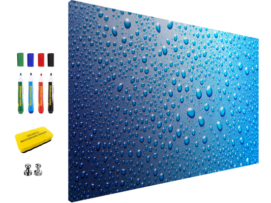 Concept Crystal ® 2-in-1 Magnetic Metal Whiteboard & Bulletin Board – Strong Magnet Board with Dry-Erase Surface for Notes, Schedules, & Photos – Ideal for Home & Office : Drops of water 2