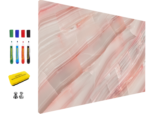 Concept Crystal ® 2-in-1 Magnetic Metal Whiteboard & Bulletin Board – Strong Magnet Board with Dry-Erase Surface for Notes, Schedules, & Photos – Ideal for Home & Office : Carrara pink marble