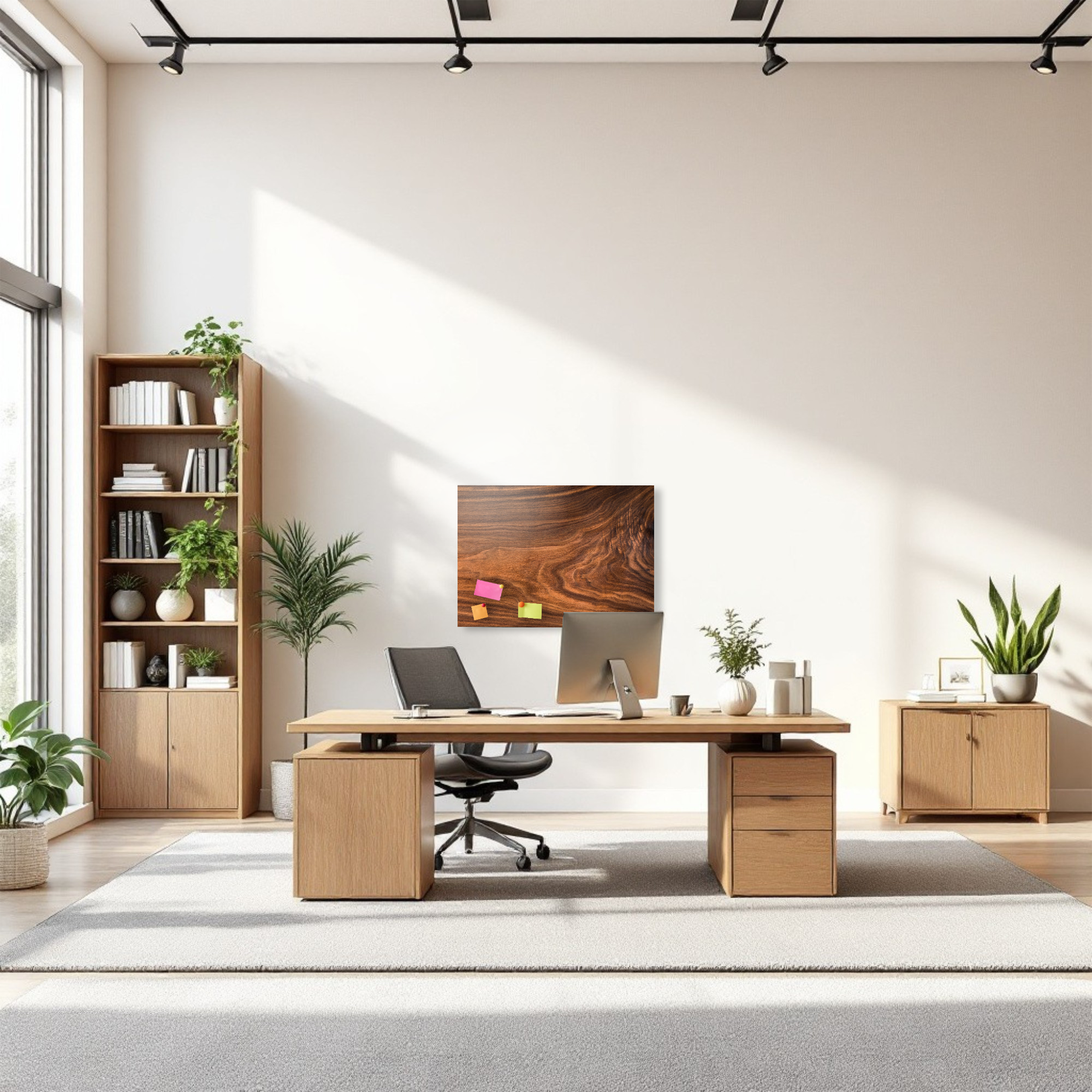 Magnetic Metal Board – Dry-Erase Wall Board & Strong Magnet Bulletin Board for Offices, Homes & Classrooms – Modern & Durable Wall Organizer : Nutwood pattern