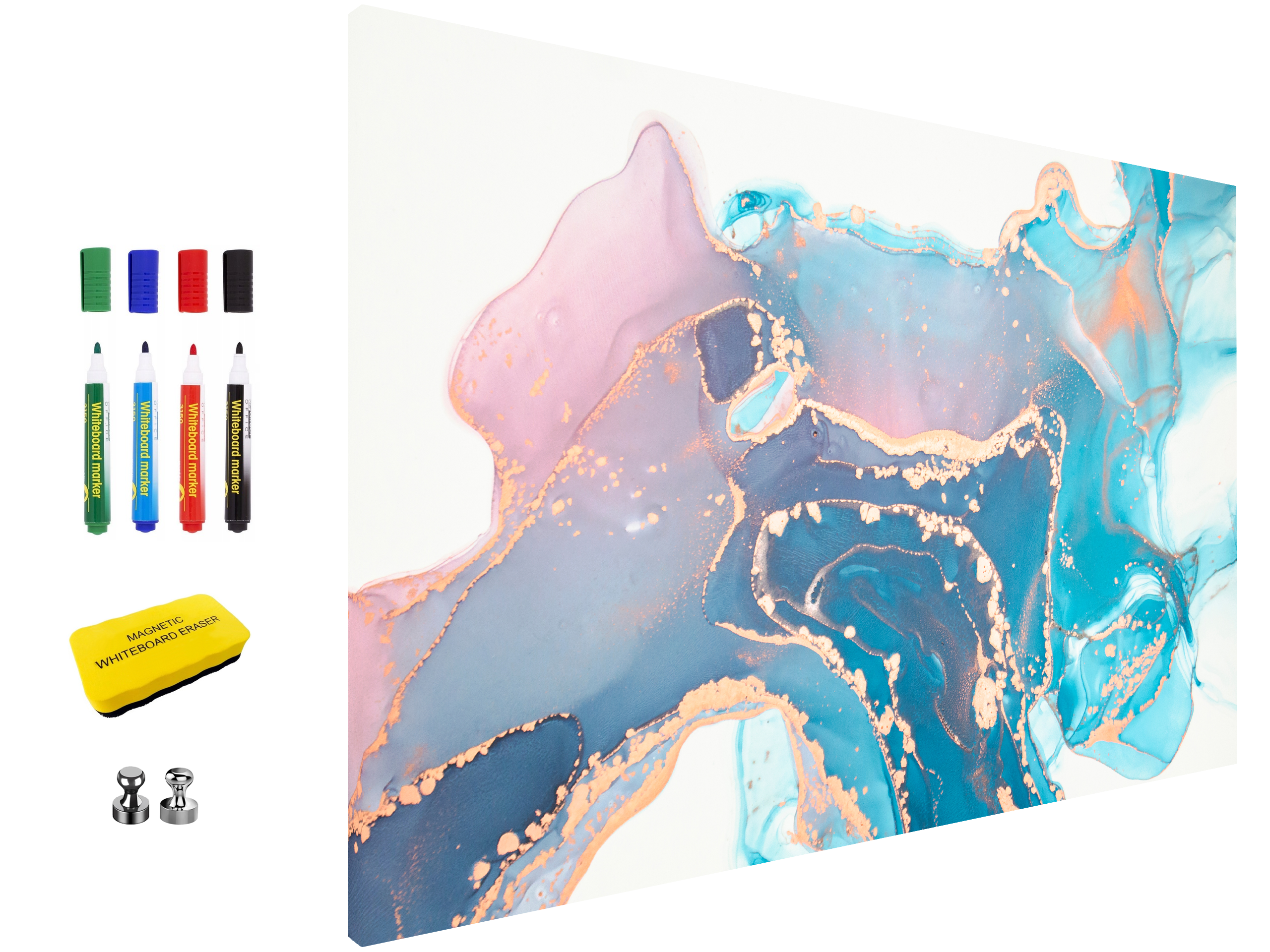 Magnetic Metal Board – Dry-Erase Wall Board & Strong Magnet Bulletin Board for Offices, Homes & Classrooms – Modern & Durable Wall Organizer : Liquid colours 2