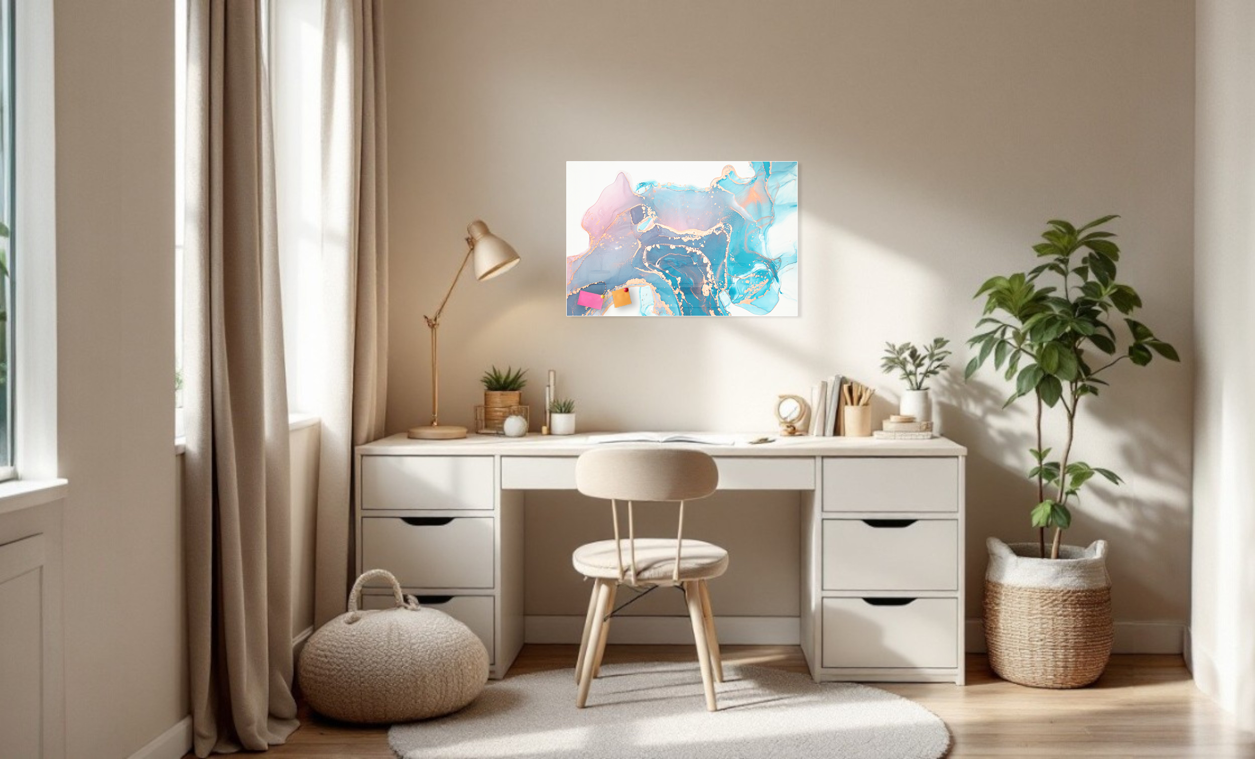 Magnetic Metal Board – Dry-Erase Wall Board & Strong Magnet Bulletin Board for Offices, Homes & Classrooms – Modern & Durable Wall Organizer : Liquid colours 2