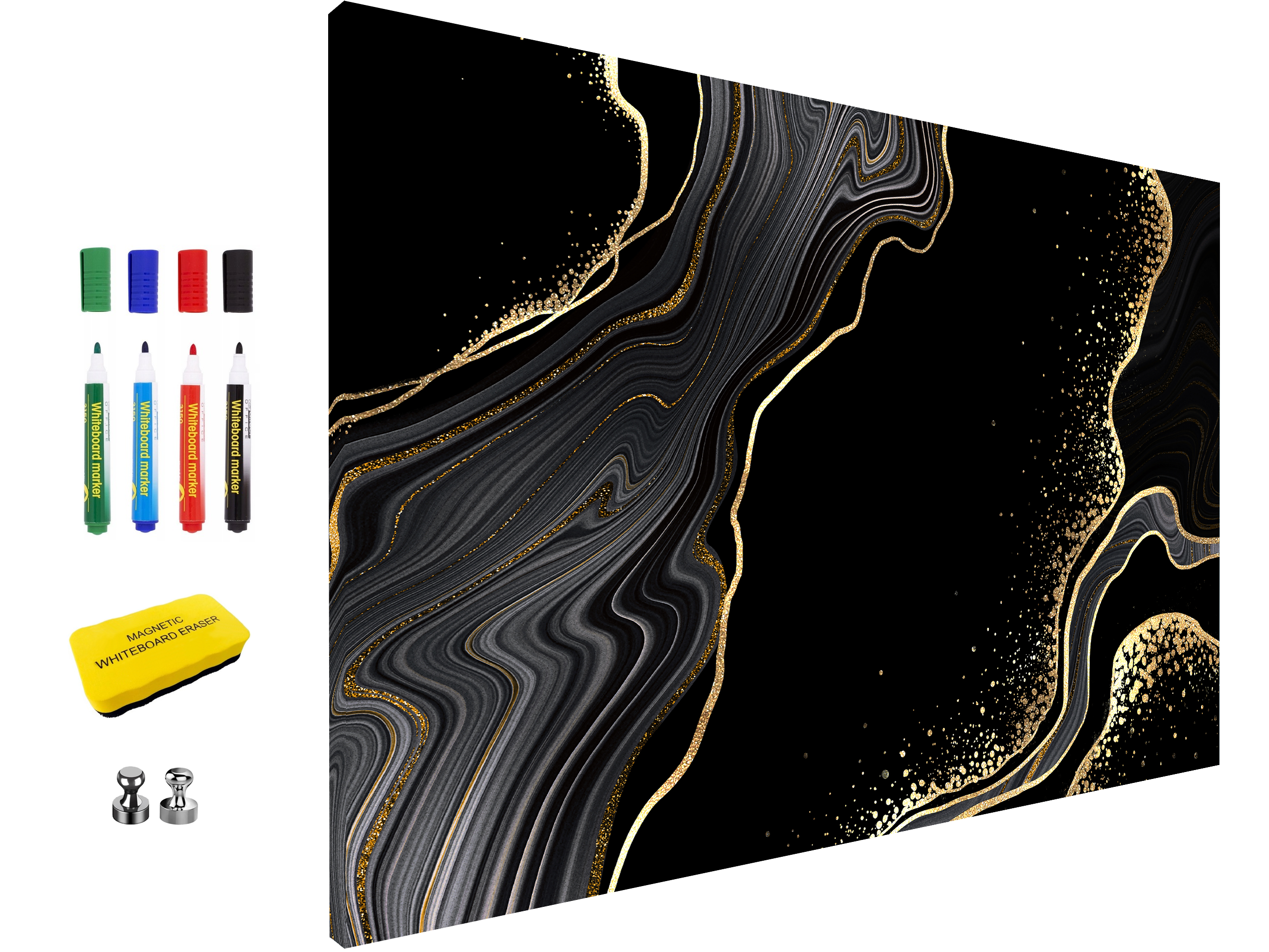 Magnetic Metal Board – Dry-Erase Wall Board & Strong Magnet Bulletin Board for Offices, Homes & Classrooms – Modern & Durable Wall Organizer : Glossy waves