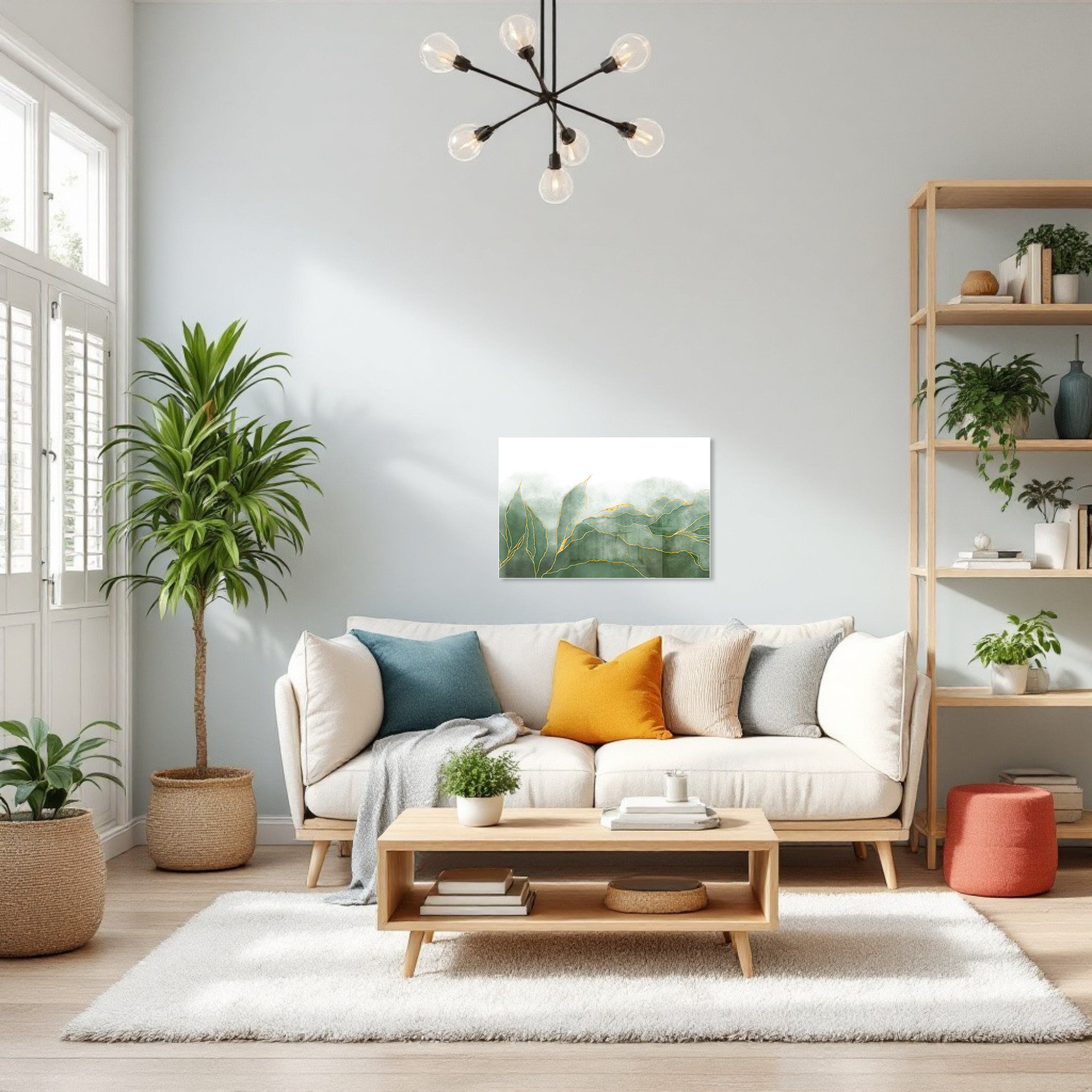 Magnetic Metal Board – Dry-Erase Wall Board & Strong Magnet Bulletin Board for Offices, Homes & Classrooms – Modern & Durable Wall Organizer : Green marble leaves