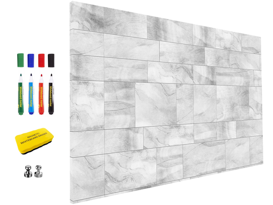 Concept Crystal ® 2-in-1 Magnetic Metal Whiteboard & Bulletin Board – Strong Magnet Board with Dry-Erase Surface for Notes, Schedules, & Photos – Ideal for Home & Office : Grey irregularity 2